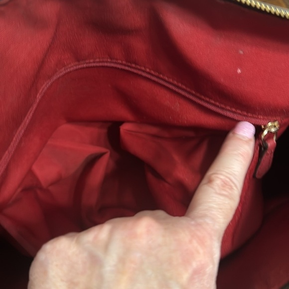 Coach Brown and Red Gallery Tote Bag brown with red handles and accents. - Picture 8 of 16